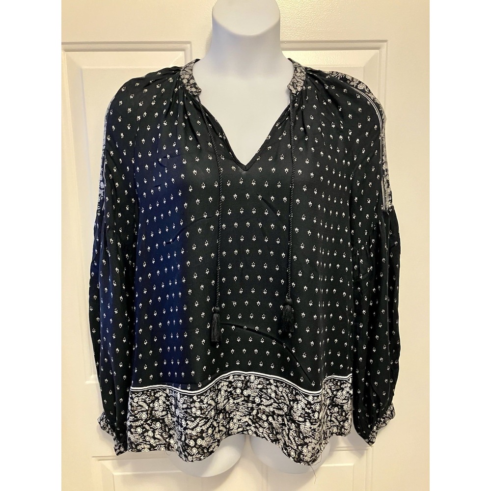 Lucky Brand‎  Floral Tassels Peasant Boho Artsy Shirt Top Women’s Size Large